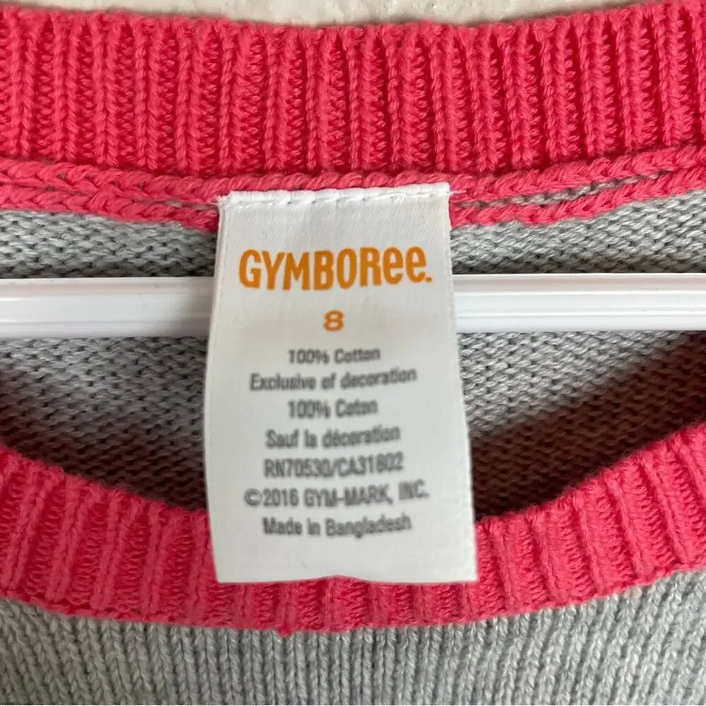 Gymboree Gray Coral Cat Embroidered Sweater Dress NWT 8